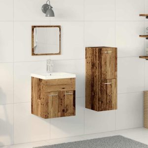 Badkamermeubelset 3-delig oud hout 41x38,5x46 cm