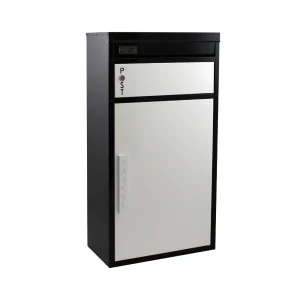 Safepost pakketbrievenbus 65 Tiamat met plat dak zwart/wit RAL 9005/9010